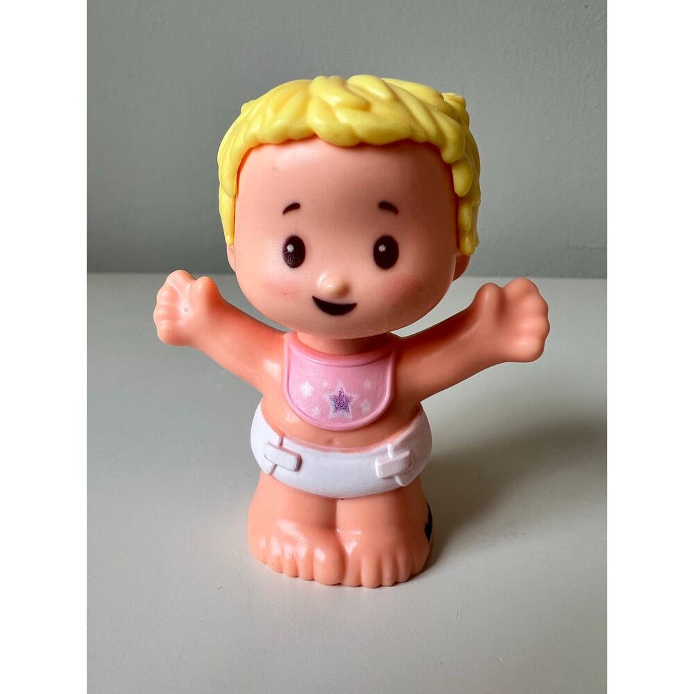 Fisher-Price Baby Girl Figure Pink Bib with Star Blonde Hair 2018